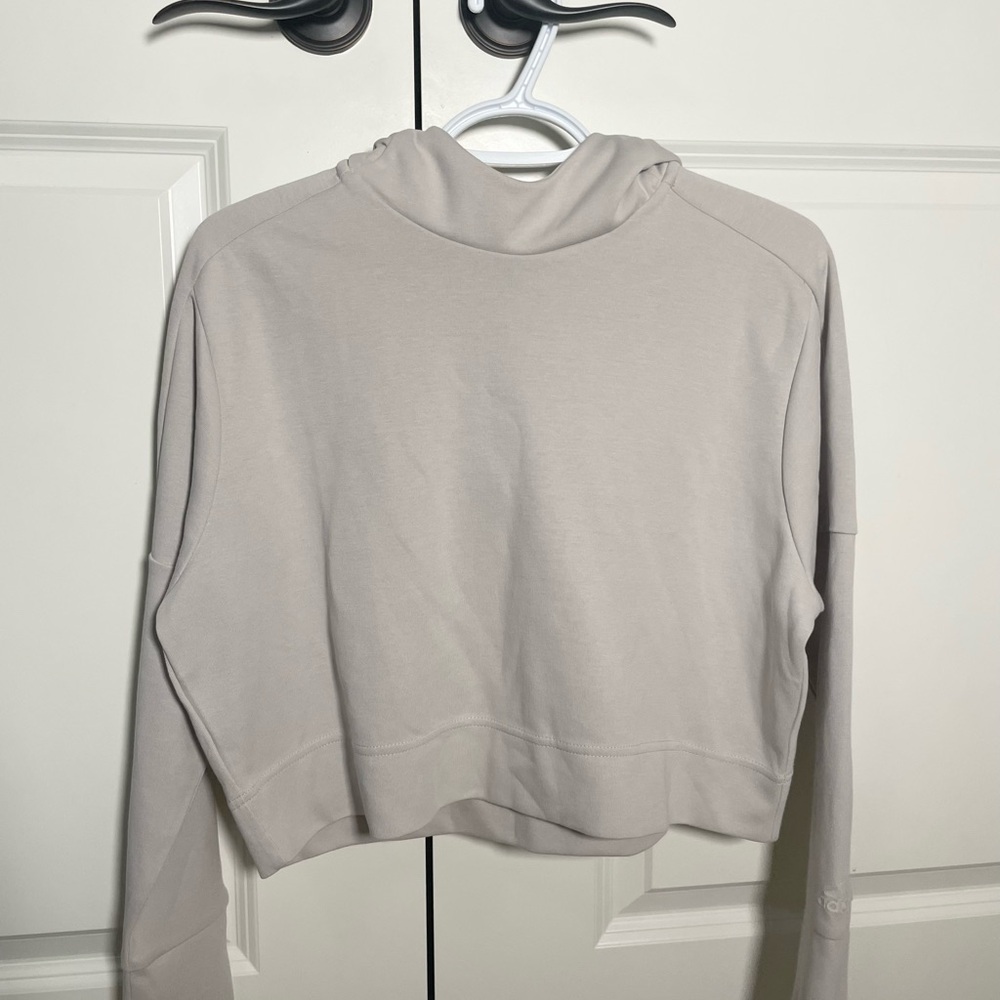 Adidas Light Grey Cropped Hoodie